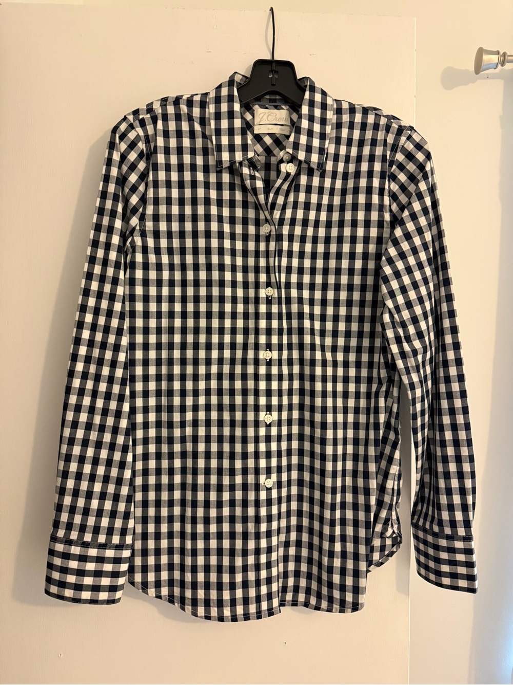 J. Crew Navy and White Gingham Dress Shirt